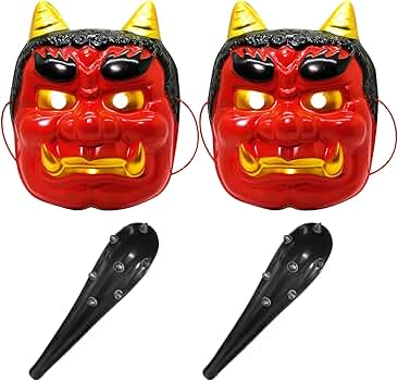 Amazon | [DECEED] 節分 鬼のお面2個＋こん棒2本 豆まき マスク